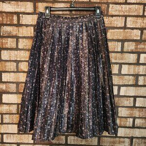 Girls Les Coyotes De Paris Delphin Pleated Skirt Black and Metallic Gold Size 18